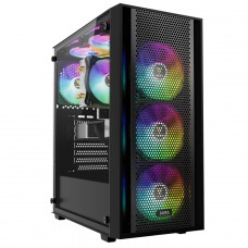 Gabinete Gamer Gamdias Aura GC2 Elite ARGB, Vidro Temperado, ATX, Mid Tower, Com 4 Fans, Sem Fonte, Black