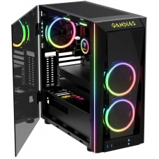 Gabinete Gamer Gamdias Talos M1A, Mid Tower, Vidro Temperado, Black, Sem fonte, Com 2 Fans ARGB