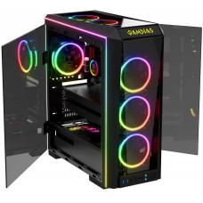 Gabinete Gamer Gamdias, Talos P1A ARGB, Mid Tower, Vidro Temperado, Black, Sem Fonte, Com 3 Fans
