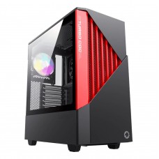Gabinete Gamer Gamemax Contac, ARGB, Mid Tower, Vidro Temperado, Black/Red, Sem Fonte, Com 3 Fans, Contac Turbo BR