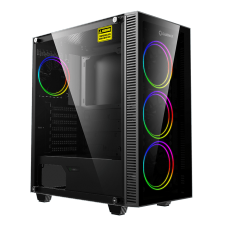 Gabinete Gamer Gamemax Draco XD, Mid Tower, Vidro Temperado, RGB, Black, ATX, Sem Fonte, Com 3 Fans, 3603
