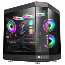 Gabinete Gamer Gamemax Hype Black, Cube Design, Mid Tower, ATX, Vidro Temperado, Preto, Sem Fan
