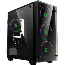 Gabinete Gamer Gamemax Stratos H609 ARGB, Mini Tower, Vidro Temperado, Black, Sem Fonte, Com 4 Fans, H609