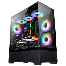 Gabinete Gamer Gamemax Vista Black, Mid Tower, ATX, Vidro Temperado, Preto, Sem Fonte, Sem Fans 