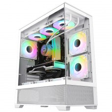 Gabinete Gamer Gamemax Vista White, Mid Tower, ATX, Vidro Temperado, Branco, Sem Fonte, Sem Fan