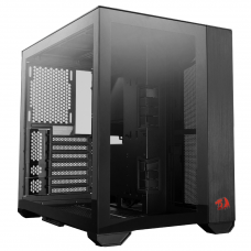 Gabinete Gamer Lian Li O11 Dynamic Mini Redragon Spec Edition, Mid Tower, Vidro Temperado, ATX, Black, Sem Fonte, Sem Fan, O11DMINI-RD-X