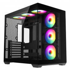 Gabinete Gamer Liketec Atlas Dark, Aquário, Mid Tower, Vidro Temperado, ATX, Sem Fonte, Com 6 Fans ARGB, Preto
