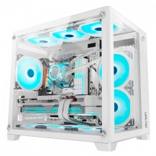 Gabinete Gamer Liketec Cube Kirra Snow, RGB, Mid Tower, Vidro Temperado, MATX, White, Sem Fonte, Com 4 Fans