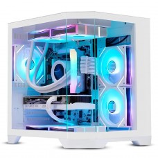 Gabinete Gamer Liketec Impossible Snow, Aquário, Mini Tower, Vidro Temperado, MATX, Sem Fonte, Sem Fans, Branco