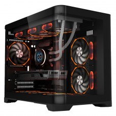 Gabinete Gamer Liketec Madness, Cube Design, Mid Tower, Vidro Temperado, M-ATX, Black, Sem Fonte, Sem Fans