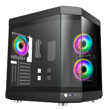 Gabinete Gamer Liketec Unreal Dark, Cube Design, Mid Tower, Vidro Temperado, E-ATX, Black, Sem Fonte, Sem Fans