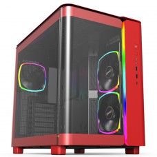 Gabinete Gamer Montech King 95 Pro, ARGB, Mid Tower, Vidro Temperado, ATX, Red, Sem Fonte, Com 6 Fans