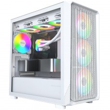 Gabinete Gamer Montech X5M, Mid Tower, mATX, Sem Fonte, Com 4 Fans ARGB, Branco
