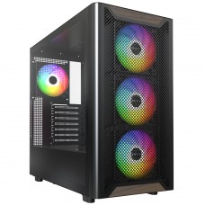 Gabinete Gamer Montech XR Wood, Mid Tower, ATX, Sem Fonte, Com 4 Fans ARGB, Preto