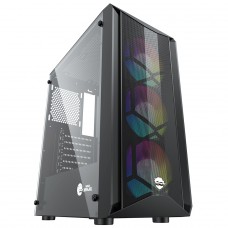 Gabinete Gamer Ninja Leaf, RGB, Mid Tower, Vidro Temperado, ATX, Sem Fonte, Com 3 Fans, GN-CS-LFMTB3F