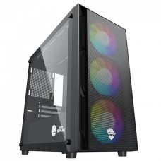 Gabinete Gamer Ninja Kennen, Mid Tower, Vidro Temperado, M-ATX, Black, Sem Fonte, Com 3 Fans, GN-CS-KNMTB3F