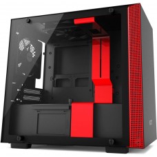 Gabinete Gamer NZXT H200, Mini Tower, Com 2 Fans, Vidro Temperado, Black-Red, S-Fonte, CA-H200B-BR