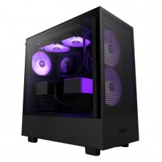 Gabinete Gamer NZXT H5 Flow RGB, Mid Tower, Vidro Temperado, ATX, Black, Sem Fonte, Com 4 Fans, CC-H51FB-R1