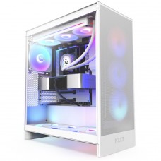 Gabinete Gamer NZXT H7 Flow RGB, Mid Tower, Vidro Temperado, E-ATX, Branco, Sem Fonte, Com 3 Fans, CM-H72FW-R1 
