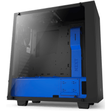 Gabinete Gamer NZXT S340 Elite, Mid Tower, Com 2 Fans, Vidro Temperado, Black-Blue, Sem Fonte, CA-S340W-B5