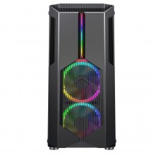 Gabinete Gamer Redragon Grindor, Mid Tower, RGB, Vidro Temperado, Black, ATX, Sem Fonte, Com 2 Fans, GC-616