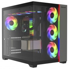Gabinete Gamer Redragon Tesseract RGB, Mid Tower, Vidro Temperado, ATX, Sem Fan, Preto, CA-614B