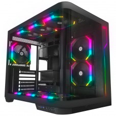 Gabinete Gamer Redragon Wideload Extreme, Mid Tower, RGB, Vidro Curvado Temperado, ATX, Black, Sem Fonte, Sem Fan, CA-605B