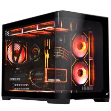 Gabinete Gamer SuperFrame Black Noir, Aquário, Mid Tower, Vidro Temperado, M-ATX, Preto, Sem Fonte, Com 3 Fans ARGB, SF-CS-BNMAB3F