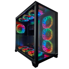 Gabinete Gamer SuperFrame Cube, Mid Tower, Vidro Temperado, ATX, Black, Sem Fonte, Com 10 Fans ARGB