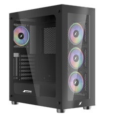 Gabinete Gamer SuperFrame Glass, Mid Tower, RGB, Vidro Temperado, ATX, Black, Sem Fonte, Com 4 Fans