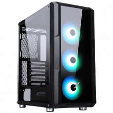Gabinete Gamer SuperFrame Hazy, Mid Tower, RGB, Vidro Temperado, E-ATX, Black, Sem Fonte, Com 3 Fans ARGB