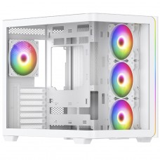 Gabinete Gamer SuperFrame Power Cube Cristal, Mid Tower, Vidro Temperado, ATX, RGB, Com 4 Fans, Branco, SF-CS-CRMAW4F
