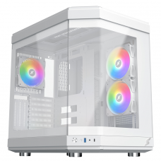 Gabinete Gamer SuperFrame Power Cube, Mid Tower, Vidro Temperado, EATX, White, Sem Fonte, Com 6 Fans 