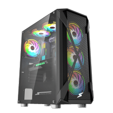 Gabinete Gamer SuperFrame Xtrike, RGB, Mid Tower, Acrílico, E-ATX, Black, Sem Fonte, Com 3 Fans