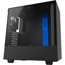 Gabinete Gamer NZXT H500, Mid Tower, Com 2 Fans, Vidro Temperado, Black-Blue, Sem Fonte, CA-H500B-BL