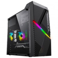 Gabinete PowerX 6507TG, Mini Tower, Black, Com Fita Led RGB, mATX, Com Fan