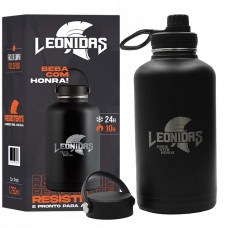 Garrafa Térmica Leonidas, 1.750ml, 24h Frio e 10h Quente, Metal, Preto