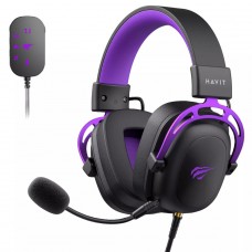 Headset Gamer Havit, 3.5mm + USB,  Drivers de 53mm, Múltiplas Plataformas, Black/Purple, HV-H2002C+U