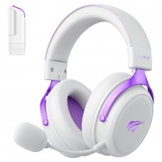 Headset Gamer Havit H2015YG Quad-Mode, Wireless/Bluetooth/USB, Drivers de 53mm, Branco e Roxo