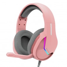 Headset Gamer Marvo, RGB, USB, Drivers de 50mm, Pink, H8618 PK