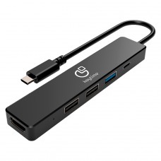 Hub Adaptador 5 em 1 Keytime LinkPoint, Tipo-C para HDMI+USB 2.0+USB 3.2+USB Tipo-C, KYT00035