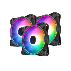 Kit Fan com 3 Unidades DeepCool Dual Ring, RGB 120mm, CF120 PLUS, DP-F12-AR-CF120P-3P