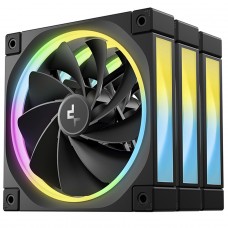 Kit Fan Com 3 Unidades DeepCool FL12R, ARGB, 120mm, Reverse, PWM, Preto, R-FL12R-BKAPN3-G