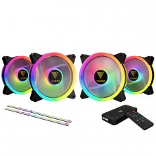 Kit Fan com 4 Unidades Gamdias Aeolus, RGB, Black, 120mm, Com Controlador, AEOLUS M2-1204R-ELITE
