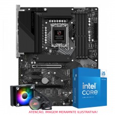 Kit Upgrade, Intel Core i5 14600KF, Placa Mãe Chipset Z790 DDR5, Water Cooler 120mm