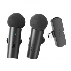 Microfone de Lapela Fifine M8, Duplo, Wireless, USB Tipo-C, Black