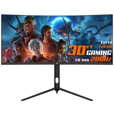 Monitor Gamer SuperFrame Elegance Series, Black, 30 pol, Curvo, UltraWide, Full HD, VA, 1ms, 200Hz, FreeSync, HDMI/DP, SFEF-3015-B