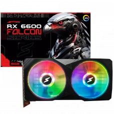 Placa De Vídeo SuperFrame AMD Radeon RX 6600 Falcon, 8GB, GDDR6, RGB, FSR, Ray Tracing, Black, SF-GC-FCAM66008GD6B