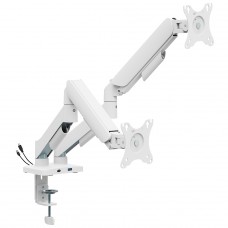 Suporte de Mesa Bluecase Ergo Flexy, Articulado, Com Conectores USB, Para Dois Monitores de 17" a 32", Branco, BSMTS02U-1WBX