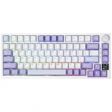 Teclado Mecânico Gamer Ajazz AK820 PRO, RGB, Wireless/Bluetooth/USB, 75%, ANSI, Ajazz Gift Switch, Branco e Roxo